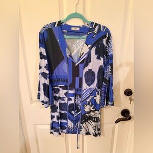 Maaji Blue, Black & Aqua Graphic Tunic